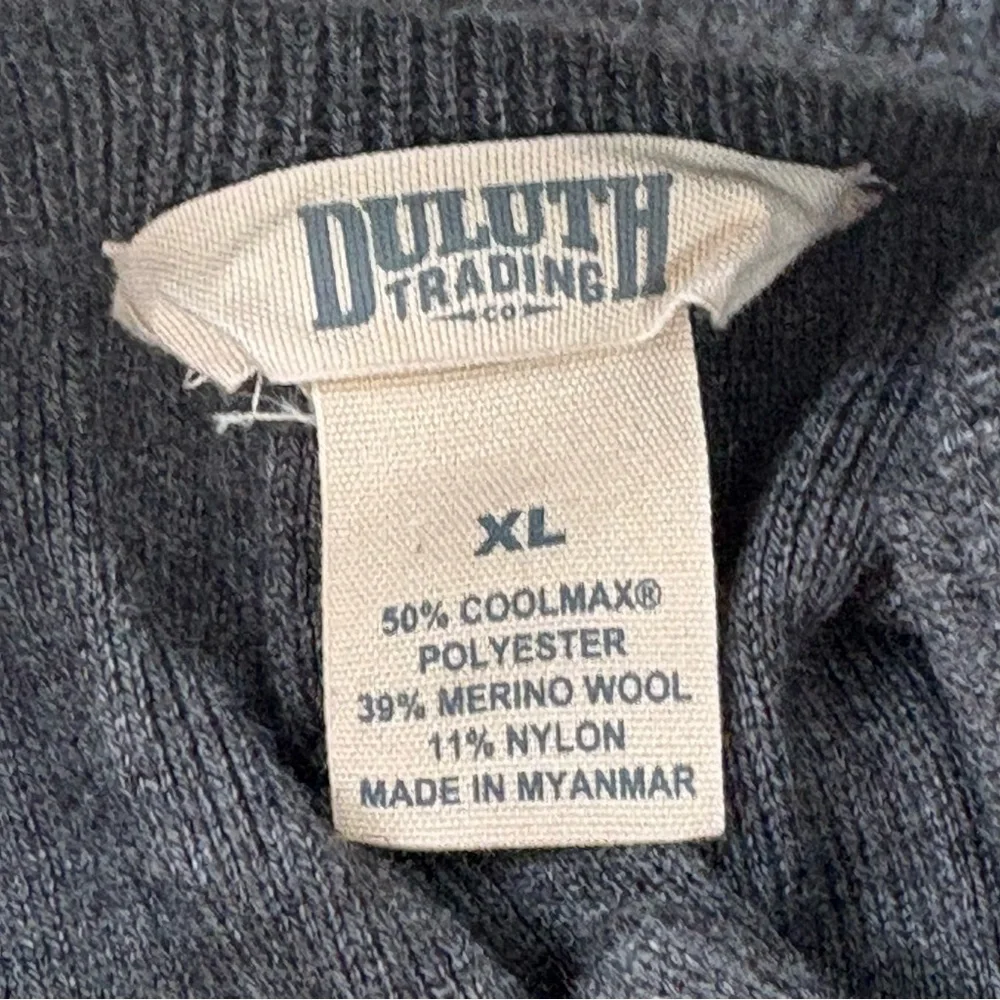 Duluth Trading Co. Men’s Size XL 3 Button Pullover Sweater Merino Wool Blend